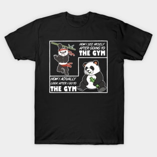 Gym Fitness Training Workout Chilling Satire Panda T-Shirt